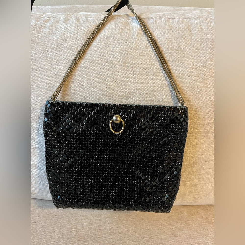 Vintage 70’s/80’s Studio Imports Black Metal Sequined Chain Shoulder Bag